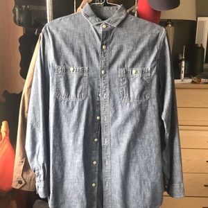 NWOT Men’s Lands End Cotton Chambray Shirt